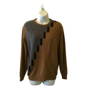 VINTAGE Aquascutum Colour Block Knit Wool Crew Neck Sweater